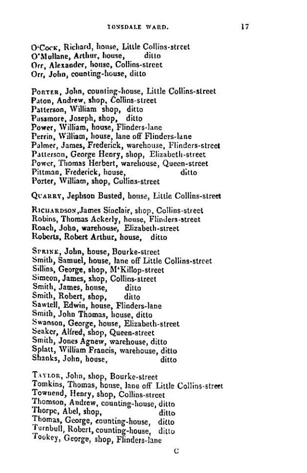 [1842 Electoral Roll of Melbourne]